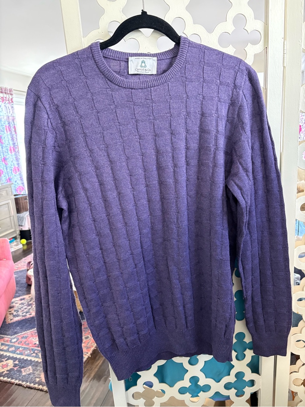 Carroll & Co Merino Wool Crewneck Sweater - Purple, Size M